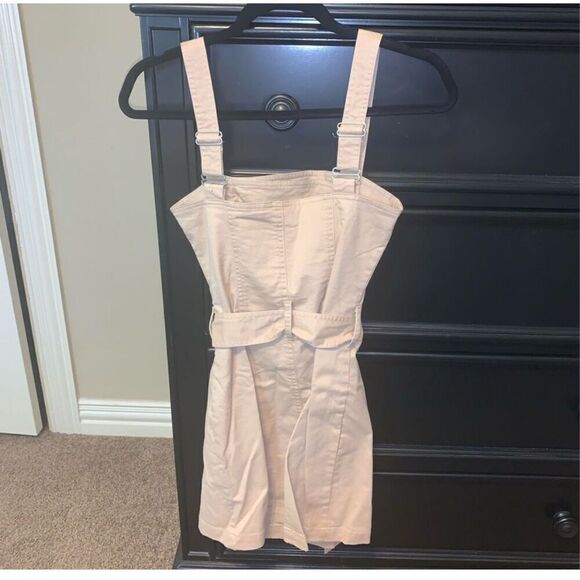 Forevef 21 khaki Denim Pinafore Mini Dress Belted size S - Picture 3 of 5